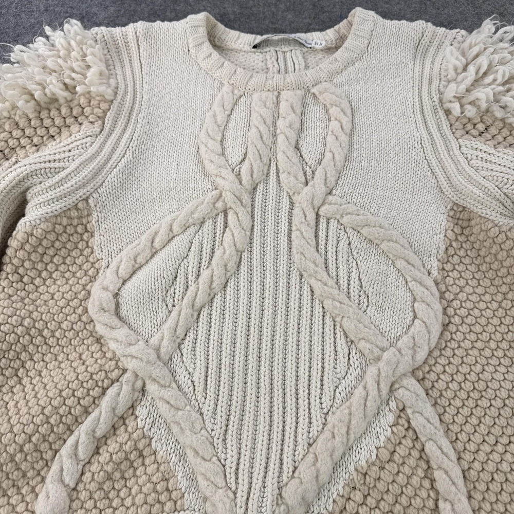 & Other Stories Sweater Womens Large Cream Beige Chunky Cable Knit Wool Blend - Picture 2 of 10